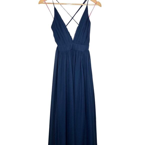 Meghan Enchanted Dress Garden Maxi Open Back Navy Blue Maxi NWT M - Picture 3 of 13